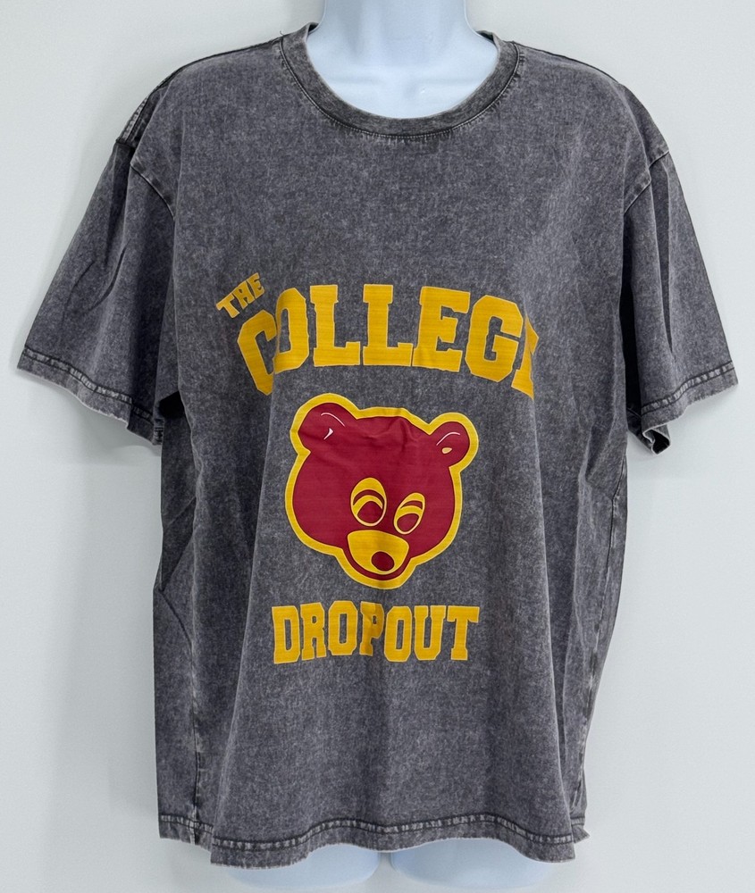Kanye West The College Dropout Bear T-Shirt Men M Gray Acid Wash Graphic Tee