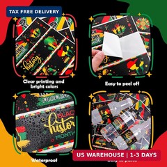 140 Pcs Black History Month Water Bottle Labels, 8.6″ x 2″ Waterproof Freedom Da