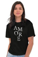 Amore Love Couple French Designer Graphic Womens Ladies Short Sleeve T Shirt