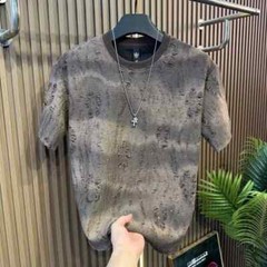 Men Luxury Fashion Trendy Ripped Sequin Diamond Rhinestone Summer T-shirt