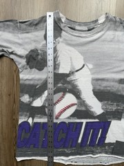 90s Vintage Catch It Baseball Half Tone Art T-Shirt Men’s Large AOP MLB White