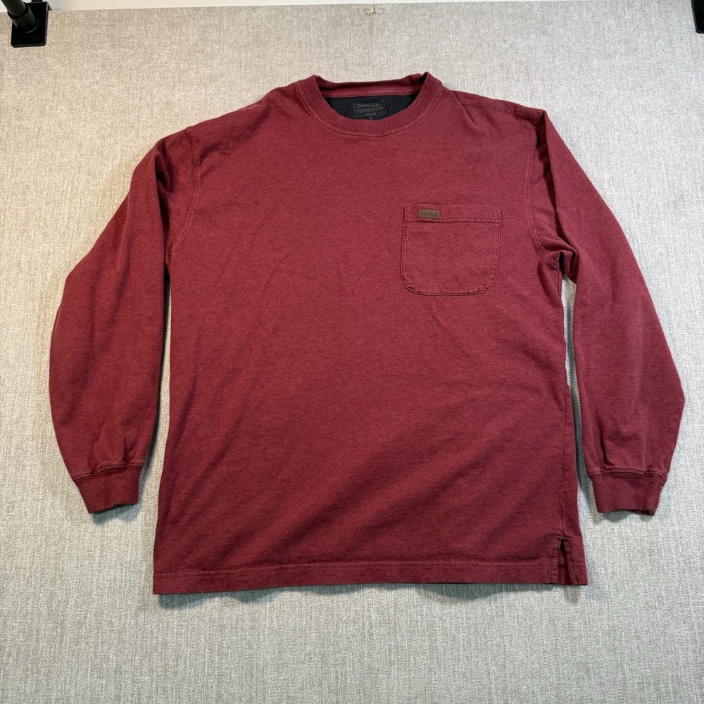 Pendleton Men’s Long Sleeve Deschutes Pocket Tee Size M 100% Cotton Maroon Red