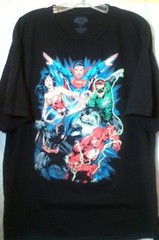 DC Comics Justice League Black T Shirt Screen Printed Graphics Size 2X