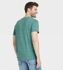 Goodfellow Mens V-Neck T-Shirt S Dusky Green Short Sleeve Marled Cotton NEW