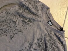 ECKO Men’s L/XL Gray Long Sleeve Crew Neck Graphic Print Knit T-Shirt