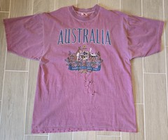 Vintage Galt Sand Australia Distressed Purple Mens XL Short Sleeve T Shirt Faded