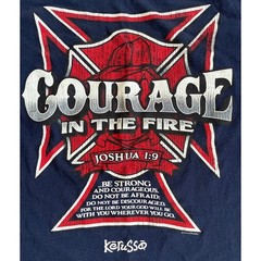 Kerusso Men Navy Blue Courage In The Fire Joshua 1:9 Firefighter T-Shirt Medium
