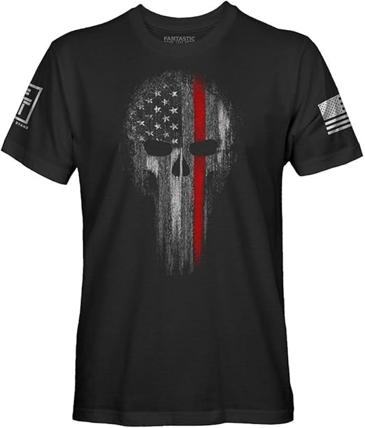 Fantastic Tees American Patriotism USA Flag Skull Men’s T-Shirt