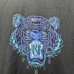 KENZO BLACK WITH BLUE FOIL TIGER T-SHIRTCREW NECK SIZE L PIT-PIT 47CM (GAR21/1
