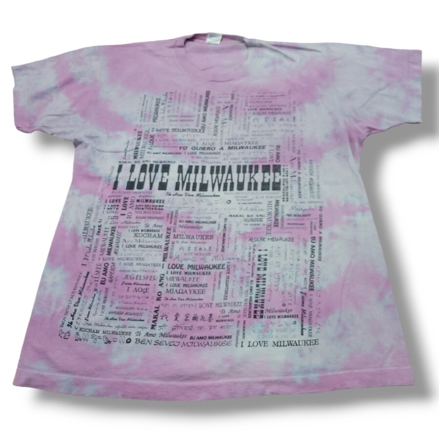 Vintage Fruit Of The Loom Shirt Size XL “I Love Milwaukee” Graphic Tee Tie-Dyed