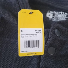 NWT Carhartt MEDIUM Relaxed Fit Heavyweight L/S Henley Pocket Thermal Shirt GRAY