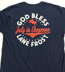 GILDAN * Aaron Watson Navy T-Shirt * God Bless Lane Frost * July in Cheyenne * L