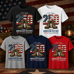250 Years-Veteran Tribute Boots Dog Tag Heritage T-Shirt 4th of July