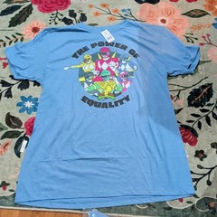 Power Rangers Adult Blue Graphic Crew Neck Tee Short Sleeve XL NWT