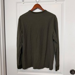 UNTUCKit Schrock Henley Shirt Mens Large Green Waffle Thermal Long Sleeve