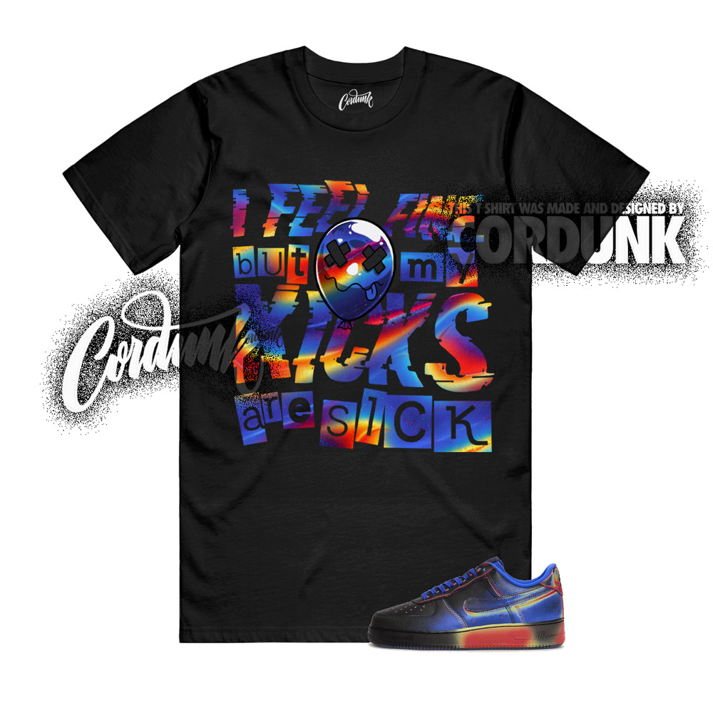Air Force 1 Low Retro Heat Map Black Racer Blue T Shirt Match SICK