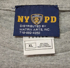 New Vintage NYPD Police Emblem Tee Shirt XL Gray FOTL Brand See Measurments