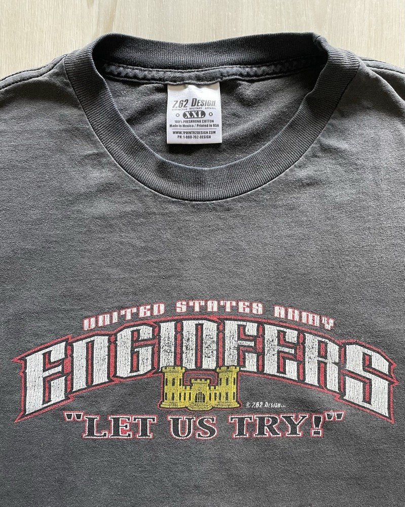 Vintage 7.62 Design U.S Army Engineers Shirt Mens Sz 2XL