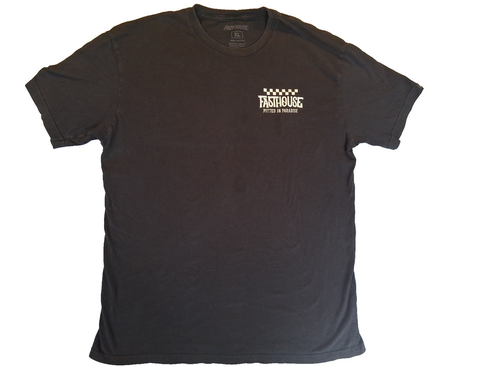 Fasthouse Mens Black Graphic Short Sleeve T-Shirt Pitted In Paradise Size XL