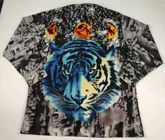 Vintage Trust Tiger Shirt Men’s XL Black Gray Long Sleeve Button 90s Flaws