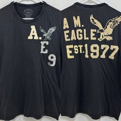 American Eagle TShirt Mens L Gray Athletic Fit Classic USA Preppy Y2K Grunge
