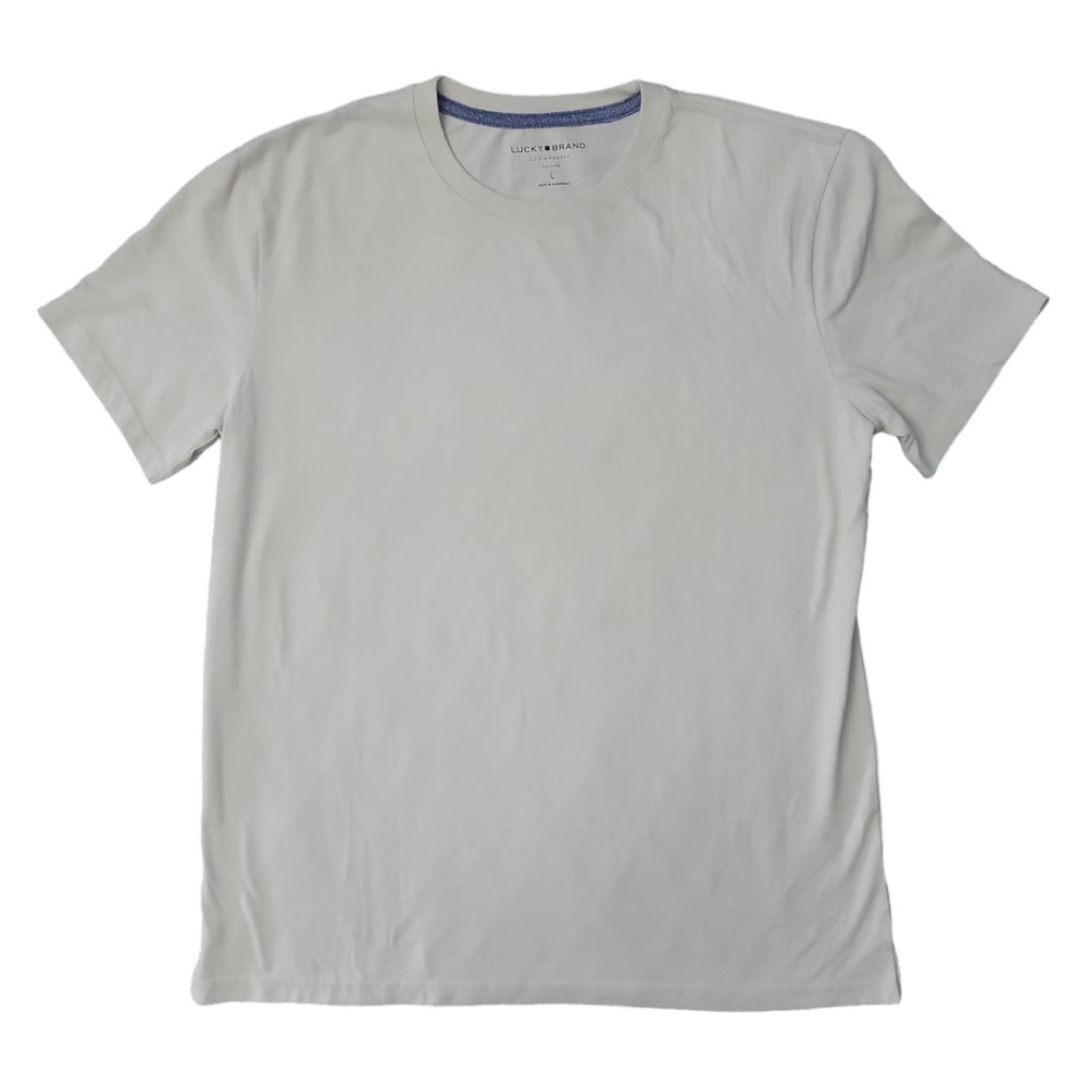 Lucky Brand Crewneck Ribbed Collar Short Sleeve Jersey Tee (Lunar Rock, XXL)
