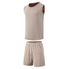 2-Piece Men’s Set Round Neck Short Sleeved Set Solid Color Mesh Summer Quick Dry