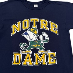 Vintage 80s Champion Notre Dame T-Shirt Mens Large Fighting Irish Blue Made USA