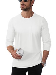 Men’s Cotton Casual Shirt Long Sleeve Chest Pocket Shirt Hiking Work Travel Tops