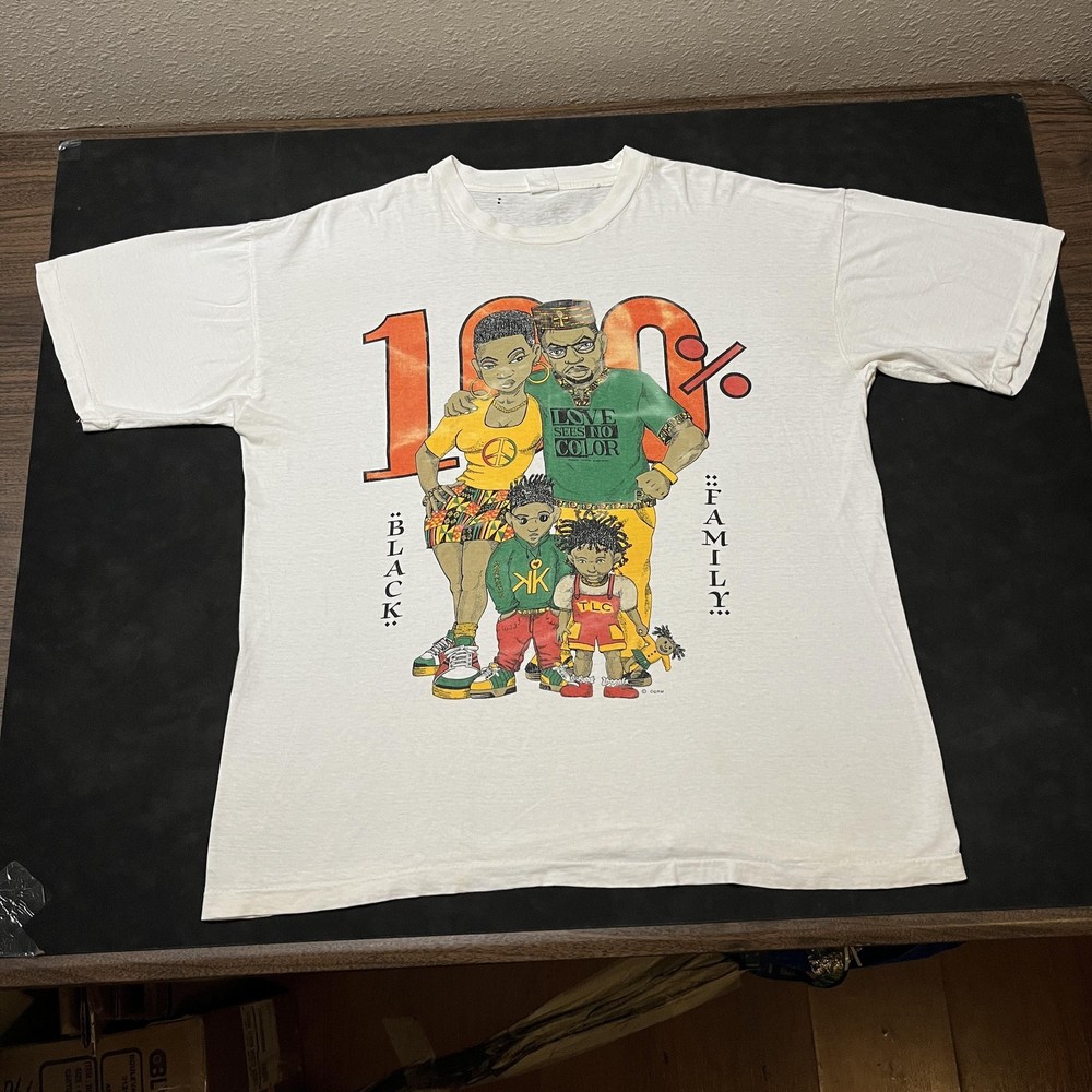 Vintage Love Sees No Color Shirt Black Family 90s TLC Racism Hurts 2 Live Crew
