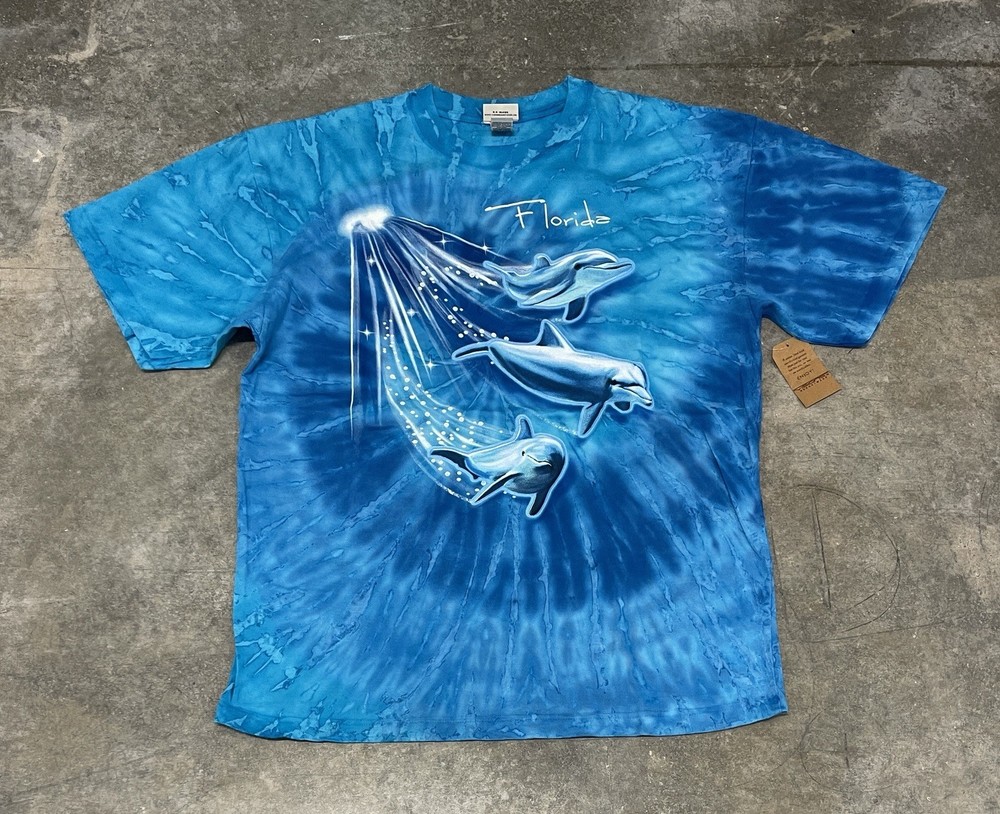 Hand Dyed Dolphins Florida Destination Nature T-Shirt XL NEW [NWT]