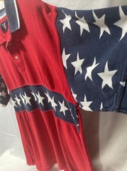 Men’s vintage 90’s Ivy Crew Patriotic Red White & Blue & Stars Polo shirt Large