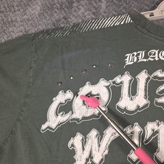 Black Label Men’s XL Graphic T-Shirt Green Y2K Gothic Distressed Biker