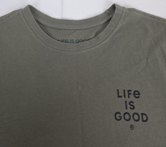 Life is Good Olive S/S Mens Crusher Tee Sz Medium Fun Novelty Friends Cats