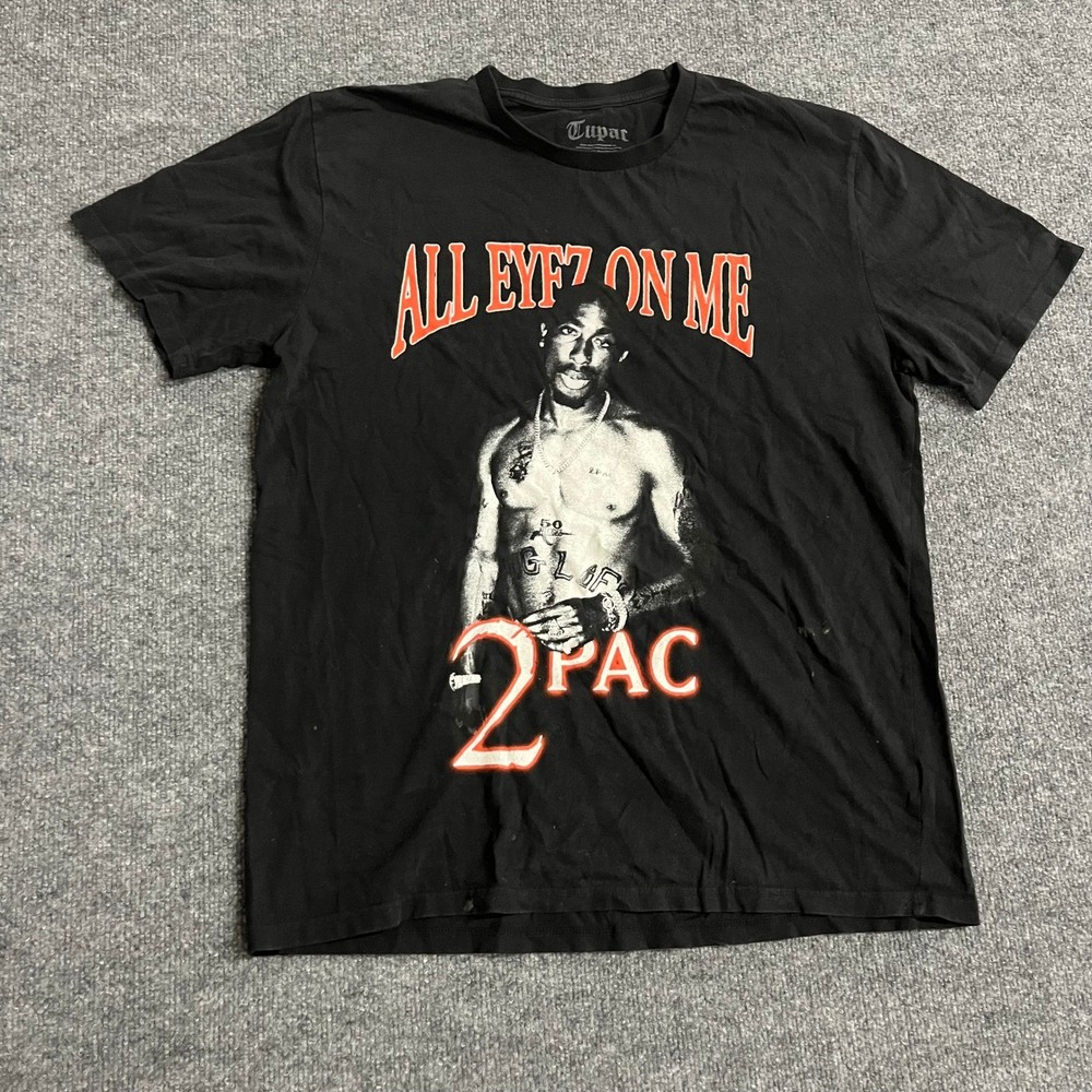 Tupac T-Shirt Mens Size L Black All Eyez On Me Graphic Cotton Hip Hop Rap Tee