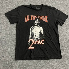 Tupac T-Shirt Mens Size L Black All Eyez On Me Graphic Cotton Hip Hop Rap Tee