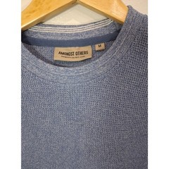 Amongst Others Mens Blue Waffle Knit Short Sleeve Crew Neck Shirt Size M Relaxed