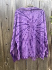Colortone Men’s Purple Spiral Tie Dye Long Sleeve Cotton Tee Shirt Size 3XL