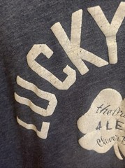 LUCKY BRAND T-SHIRT MENS Large POLY COTTON RAYON BLEND GRAY4-LEAF CLOVER LA USA