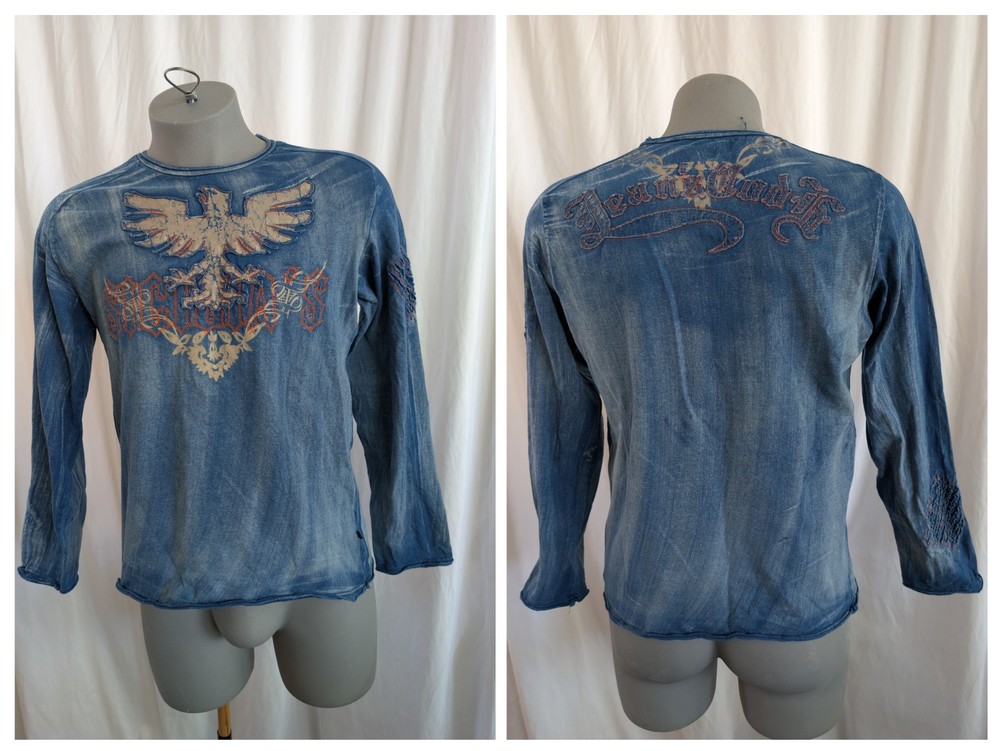 Doramafi Sicilia T-Shirt Y2K Affliction Applique Embroidery Long Sleeve XXL