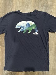 The North Face Bear Graphic T-Shirt Small Navy Blue Outdoor Hiking Tee
