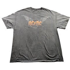 AC/DC Shirt Mens XL Charcoal Gray Winged Logo Stars Rock Band T-Shirt Tee