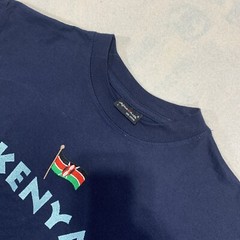 Kenya T Shirt Mens Large Blue AirBorne Embroidered Flag Spell Out