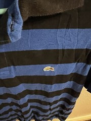 Vintage Lacoste 1/4 Button Polo Shirt Size 4 Blue Striped Mens