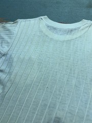 Vintage 40s 50s blank white pocket t shirt ribbed cotton distressed thrashed Med