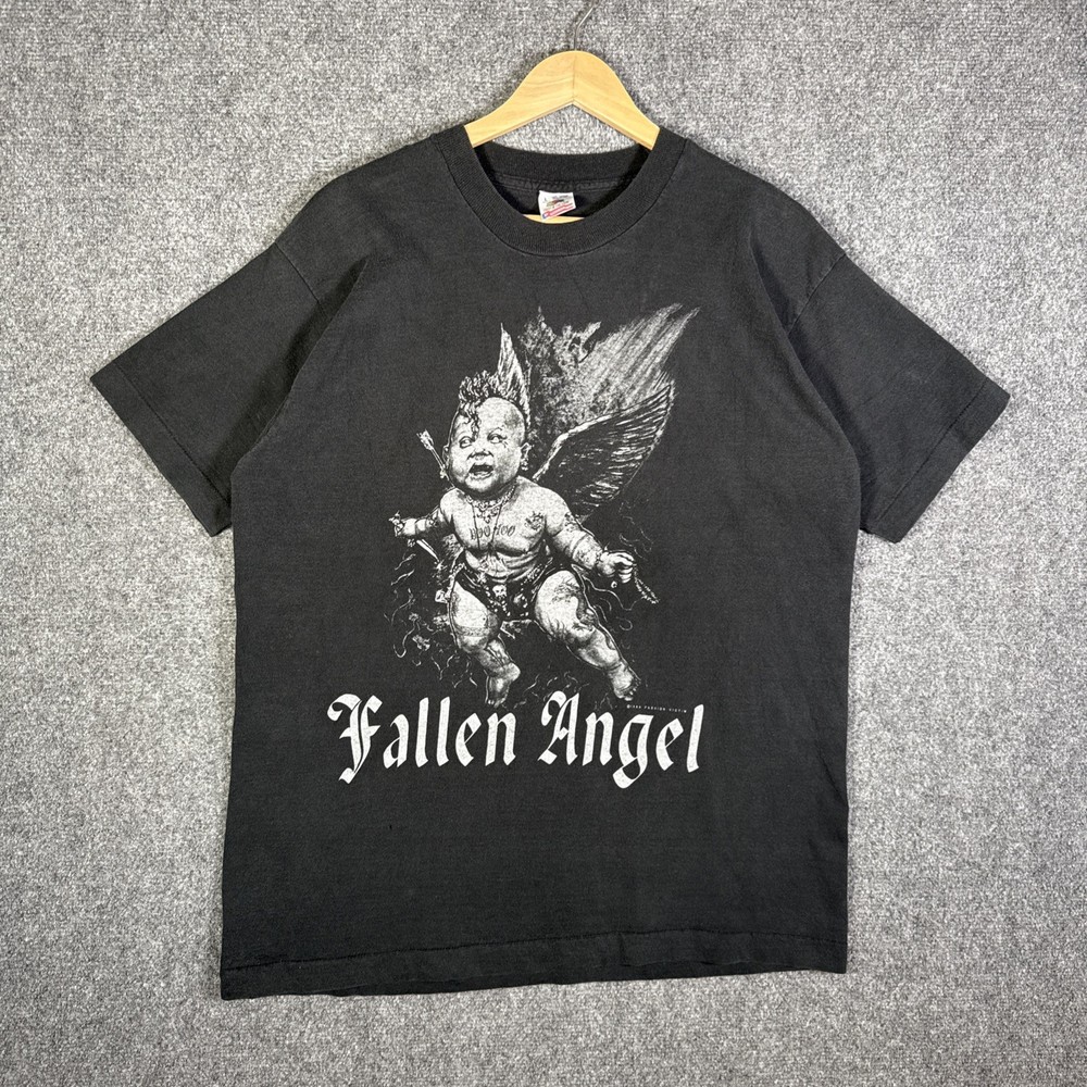 Vintage Fashion Victim Shirt Mens Large Black 90s Fallen Angel Punk Rare 1994