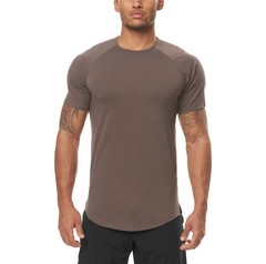 Solid Color Slim Fit Short Sleeve Tee Tops Gym Fitness Bodybuilding Workout Musc