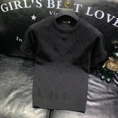 New Men Fashion Trend Knitted Short Sleeve Cotton Streetwear Summer T-Shirt