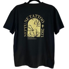 Neptune Tattoo 2023 Black Graphic T-Shirt Mens Small Planet Leaves Shop Tee