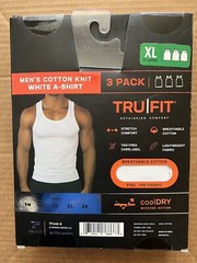 TRUFIT 3 PACK MEN’S XL COTTON KNIT WHITE A-SHIRT COOL DRY STRETCH COMFORT TAGFRE